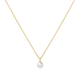 Gold Shell Pearl Drop Pendant Necklace